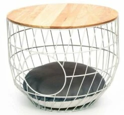 51 Degrees North Wire Cat Table With Cushion White