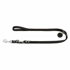 Hunter Rundleder Verstelbare Hondenlijn Zwart